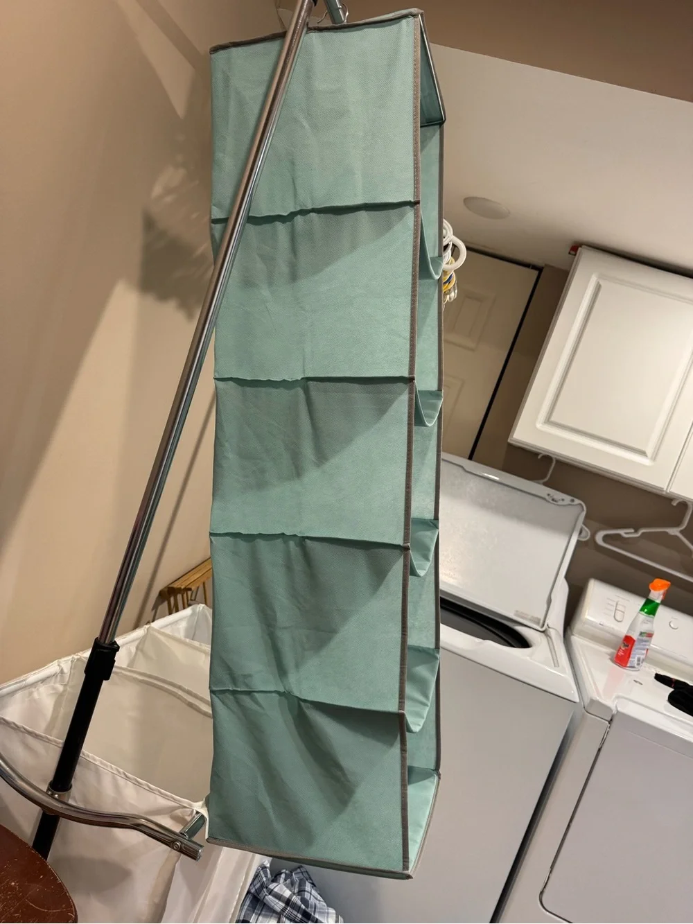 Fabric Hanging Organizer - Teal Over-the-Rod Storage